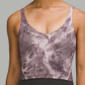 NWT LULULEMON Align Cropped Tank Top Brwon Mauve Tie Dye Mauve Pink MUL 10
